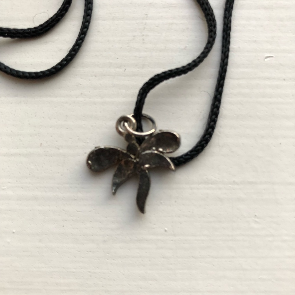 Vintage Black String Pullover Dragonfly Necklace - image 4